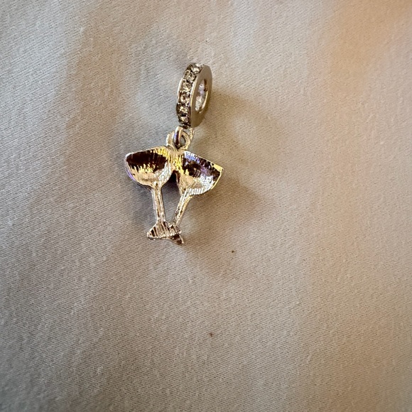 Silver & Red Double Wine Glass Dangle Charm - Picture 5 of 5